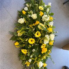 Yellow meadow  casket spray 