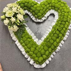 Green and white open heart 