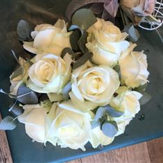 Avalanche and eucalyptus bridal bouquet 