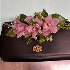 Orchid handbag corsage 
