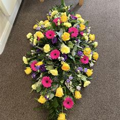 Pink pop casket spray 