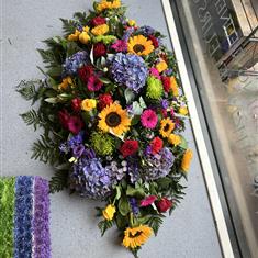 woodland sunflower  casket spray 