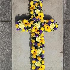 Yellow and purple cross 