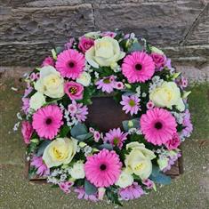 Standard pink and white wreath 