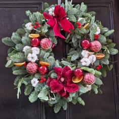 Elegant Magnolia and Bauble Wreath