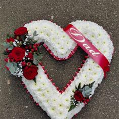 Classic red and white open heart 